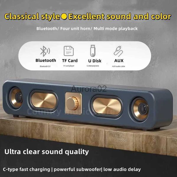 Alto-falantes de computador portáteis de alta qualidade de som multifuncional TV computador subwoofer som surround música SoundBar sem fio de madeira alto-falantes Bluetooth YQ231103