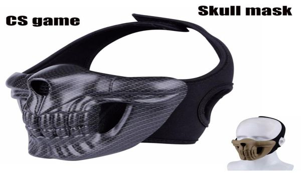 Caccia Tattica Maschera di Teschio Paintball Outdoor Halloween Cosplay CS Maschere di Teschio Mezza Faccia Maschera Protettiva Calda 2696310