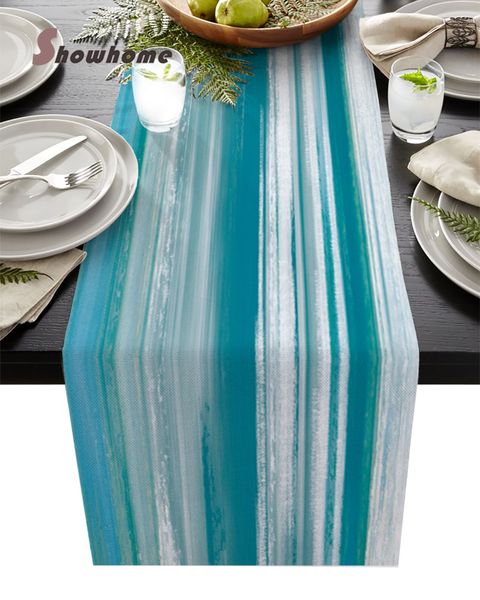 Chemin de Table Cyan Turquoise Texture Chemin de Table Moderne Parti Dîner Chemin de Table Table De Mariage Décoration Nappe et Tapis 230408