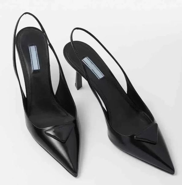 2023 elegante triangolo estivo sandali in pelle spazzolata scarpe per le donne slingback pompe calzature di lusso donne tacchi alti abito da sposa festafsfczdf