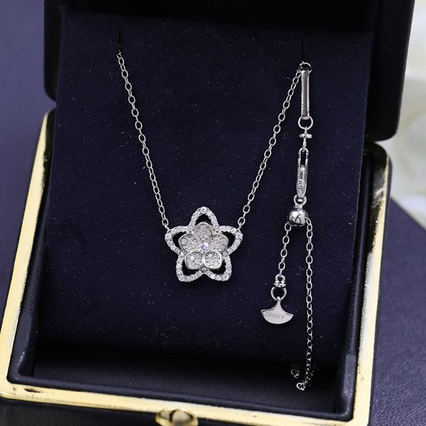 Kadın Tasarımcı Şeftali Kalp Kesme Elmas Takı Resmi Reprodüksiyonlar 925 Gümüş Lüks Takı Kristal Moda Boyu Kutu 002 ile Grafe Kolye
