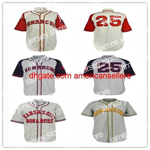 Maillots de baseball Custoom 1942 Retro Monarchs Team Grey Cream Stitched Shirt Taille S-4