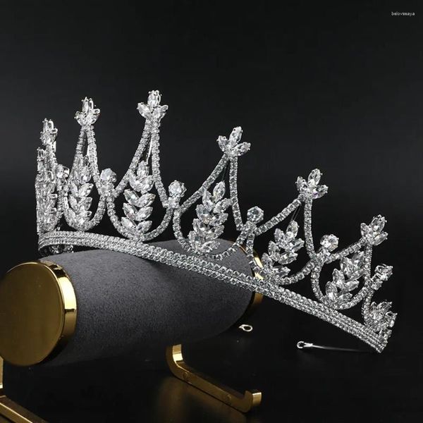 Grampos de cabelo MYFEIVO Coroa de casamento de zircônia completa elegante princesa tiaras de noiva acessórios de joias femininas HQ0840