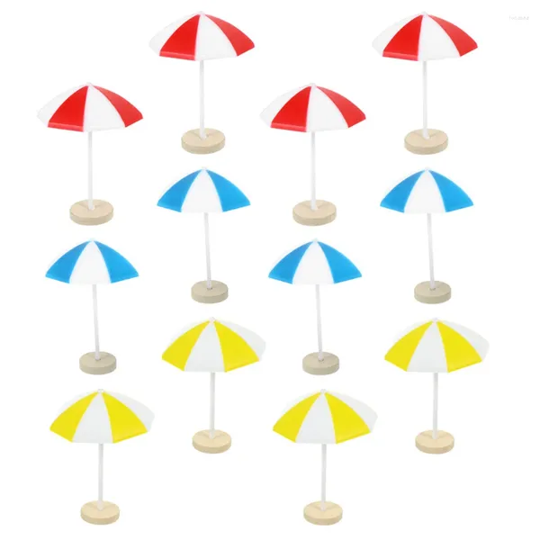 Decorações de jardim 12 PCs Mini Parasol Ornament Sun Umbrella Beach Underbrella Sand Baby House Resin Diy Decors Decoração de minitros