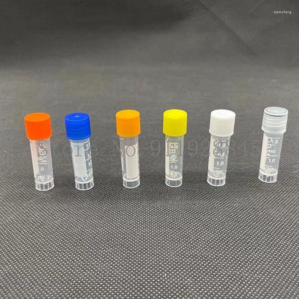 Tubo di congelamento della bocca a vite in plastica da 100/200/300/500/1,8 ml con rondella a tenuta Tubo di stoccaggio del reagente Cryovial graduato trasparente