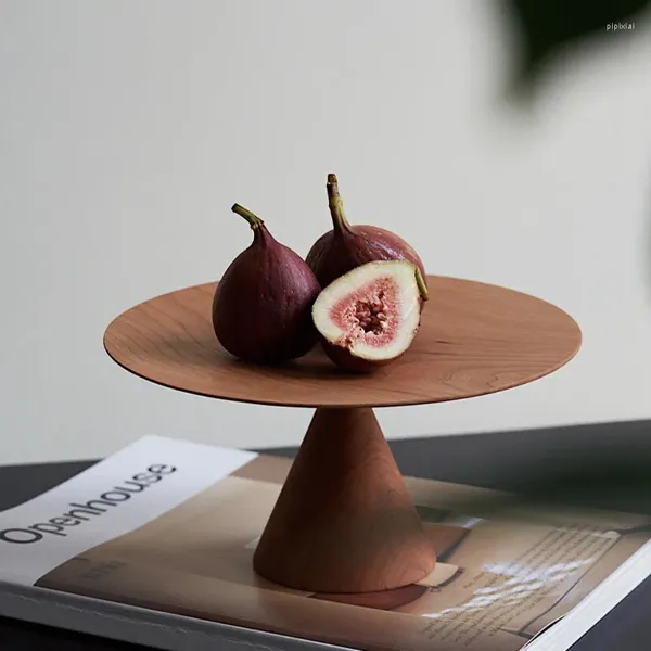 Piatti Advanced Sense Vassoio portaoggetti per torta in legno massello fatto a mano Decorazione da tavola rotonda Supporto per piatti Piatto da dessert multifunzione