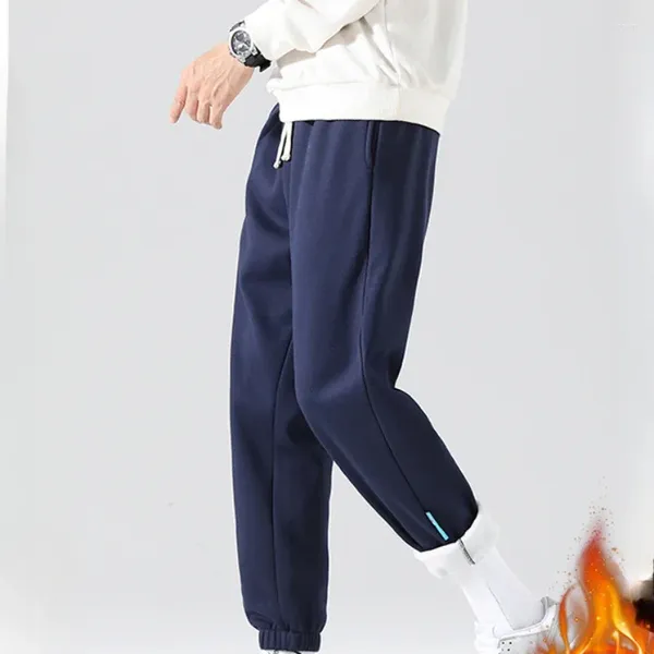 Pantaloni da uomo Pantaloni sportivi casual invernali Velluto spesso per abbigliamento da uomo Tinta unita con coulisse Pantaloni larghi da jogging