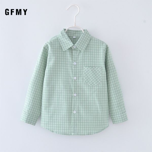 Camisas infantis GFMY Spring Children camisetas moda moda colar de gola virada de flanela de tecido meninos para meninos para 3-10 anos de idade vestem roupas 230408