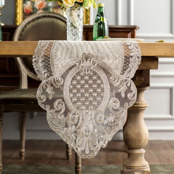 Table Runner Lace Table Runner Table Pano de cama coreana Pluxh Runner Beige TV Cabinet Towel Wedding Center 230408