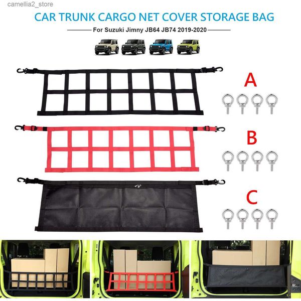 Auto Organizer Verstauen Aufräumen Für Jimny Kofferraum Box Net Trunk Cargo Net Abdeckung Lagerung Tasche Organizer Zubehör Für Suzuki Jimny 2019 + Q231109