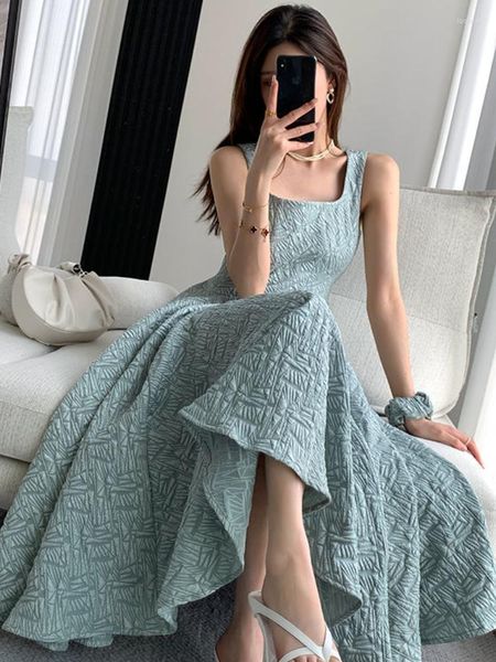 Casual Kleider 2023 Kleid Damen Drapiert Alltag Elegant Designer Damen Trendy Bequem Schlank Sommer Solide Koreanischer Stil Vintage Einfach Ch