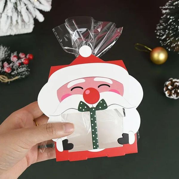 Envoltório de presente 8 pcs Natal Papai Noel Saco de Biscoito Papel Caixa de Doces Embalagem Suprimentos Xmas Ano Navidad Favores