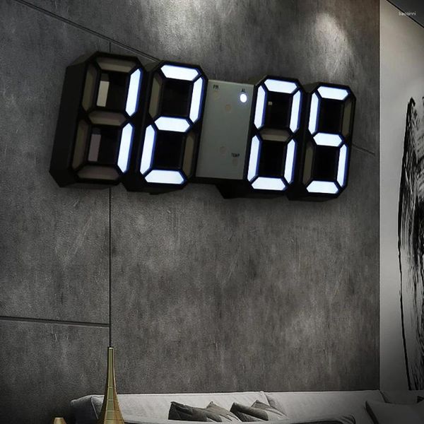 Duvar Saatleri Saat Dijital Alarm Modern Mutfak Elektronik Akıllı 3D USB Güç Kaynağı LED Saat Tarihi Sıcaklık Ekran Masaüstü Yatak Odası