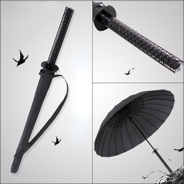 Ombrelli Ombrello Samurai giapponese creativo Manico rimovibile Automatico lungo nero antipioggia Guerriero Ninja-like Sword Home Rain