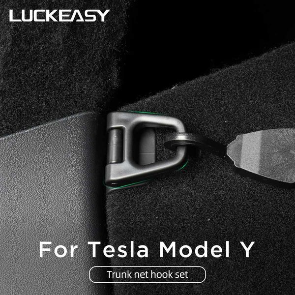 Автомобильный органайзер LUCKEASY для Tesla Model Y 2023, дорожная фиксированная сетка для багажа, модифицированная сетка для багажника, сумка-органайзер для хранения, автомобильные аксессуары Q231109