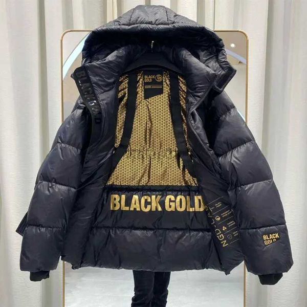 Damen-Daunenparkas Solid Black Gold High-Grade 90 White Duck Down Jacket Damen 2023 Winter New Thick Hooded Loose Couple Warm Coat Female TT610 zln231109