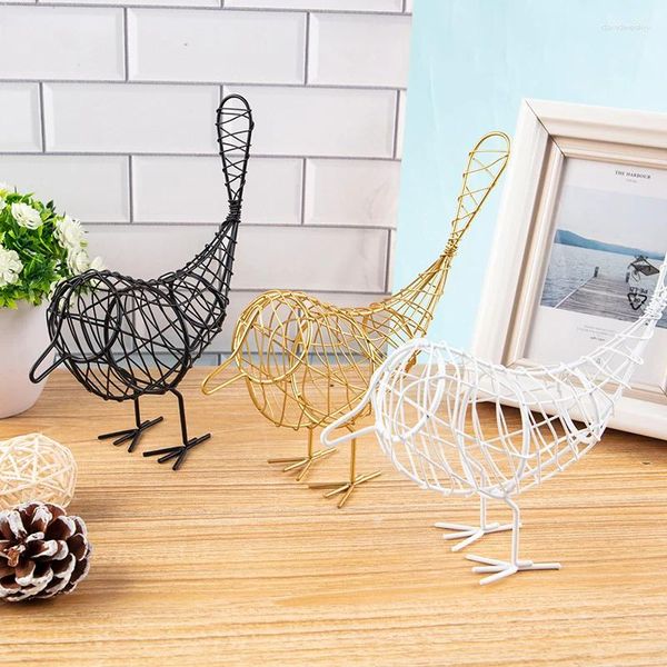 Decorações de jardim fada metal ferro fio pássaro moderno preto branco dourado decoração po colheitas estatuetas abstrato vintage presente decoração para casa