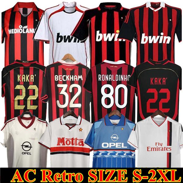 1988 AC Retro Soccer Jerseys 1990 2000 2006 07 09 10 12 14 Milan Football Rube Gullit 1996 1997 Van Basten Kaka Inzaghi Ronaldinno Vintage Classic