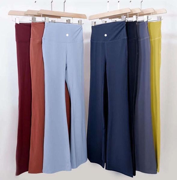 LU Yoga Pantaloni svasati Groove Summer Ladies Vita alta Slim Fit Pancia Pantaloni a zampa d'elefante Gambe lunghe Rete fitness Rosso Moda Pantaloni caldi dimagranti tendenza Sottili e asciutti rapidamente