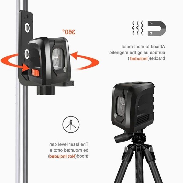 Mini nível de laser rotativo 360 autonivelante, cruz vertical, linha horizontal, feixe vermelho verde, suporte magnético, detector usb kbptu