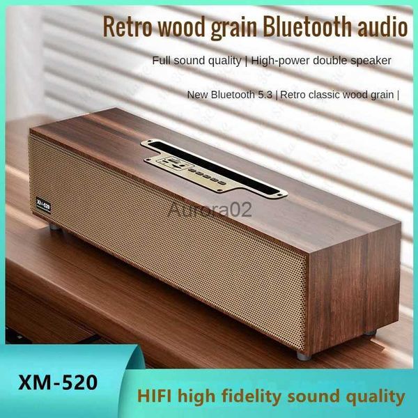 Altoparlanti per computer Hifi Retro Altoparlante Bluetooth in legno Doppio corno Subwoofer stereo Boombox Radio FM portatile Altoparlanti per schede TF Altoparlante per computer YQ231103