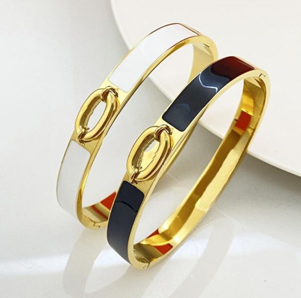 Pulseira de aço fino de luxo Pure 925 jóias de prata esterlina para mulheres Bangle de esmalte Design fino Bangle Gold noivado de casamento Bracelete de presente de aniversário com caixa