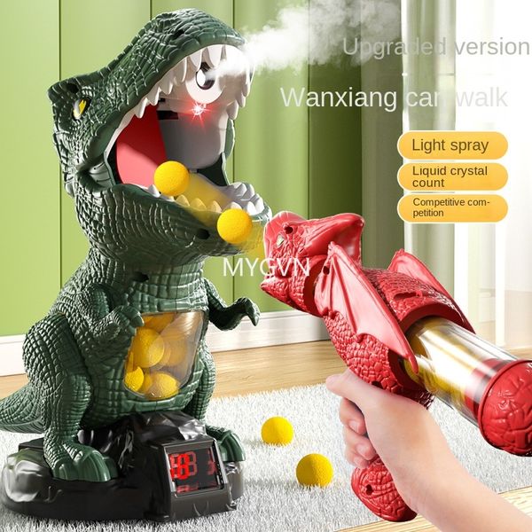 Hit Me Dinosaur, conjunto de armas de brinquedo de tiro pode andar leve fumaça som pontuação jogo de batalha alvo para meninos crianças interior ao ar livre arma de brinquedo aniversário