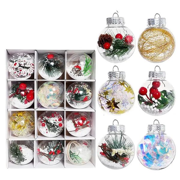 Weihnachtsdekorationen, Weihnachtskugeln, Ornamente, 12 Stück, durchsichtige Weihnachtskugeln, Ornamente, Weihnachtsbaumschmuck-Set für Zuhause, Party, Jahr, Geschenk 231109