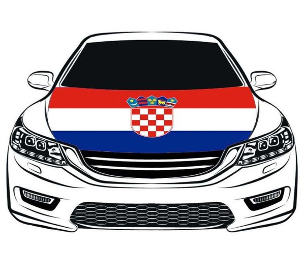 Bandiere della Repubblica di Croazia Copri cofano per auto 33x5ft 100poliestere I tessuti elastici per motore possono essere lavati Banner per cofano auto2652236