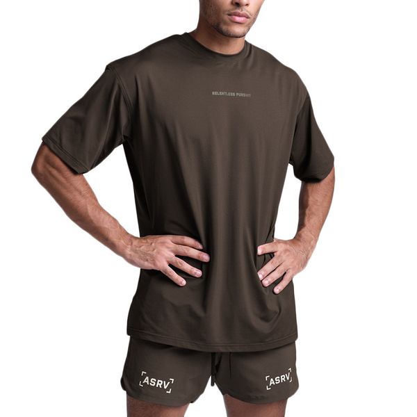 moda uomo girocollo in poliestere sciolto stampa top t-shirt sportive solide ad asciugatura rapida