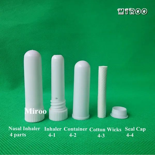 Nuovi 200 set inalatori inalatore nasale aromatico vuoto, bastoncini per inalatori nasali in bottiglia di plastica (stoppini in cotone di alta qualità 51 mm)