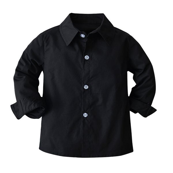 Camisas infantis Camisetas de outono da primavera Camisas de menino preto Manga longa Cardigan Camisa Casual Casual Gentleman Bloups Tops