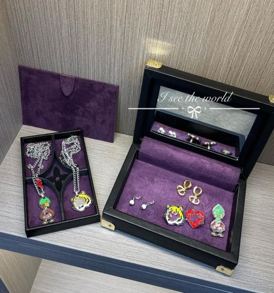 ILIVI Portagioie monogramma da collezione con motivo diamante nero viola Custodia classica multiuso per trucco Custodia organizzatore Moda 7407156