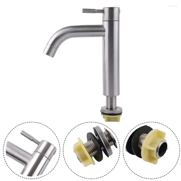 Banyo lavabo musluklar paslanmaz çelik musluk su çıkış gümüş mutfak havzası el anti-korozyon pas önleme evrensel soğuk