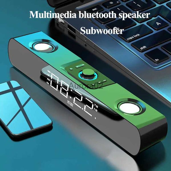 Bilgisayar Hoparlörleri SH16 LED Ekran Saati Soundbar Taşınabilir Subwoofer Bluetooth Hoparlör Bilgisayar Masaüstü TV Multimedya Hoparlör YQ231103