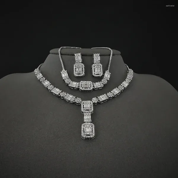 Комплект ожерелья и серег, упаковка из 3 шт., поступление 2023 года, уникальный дизайн, серебряный цвет, ювелирные изделия для невесты для женщин, рождественский подарок E019-S019-X019