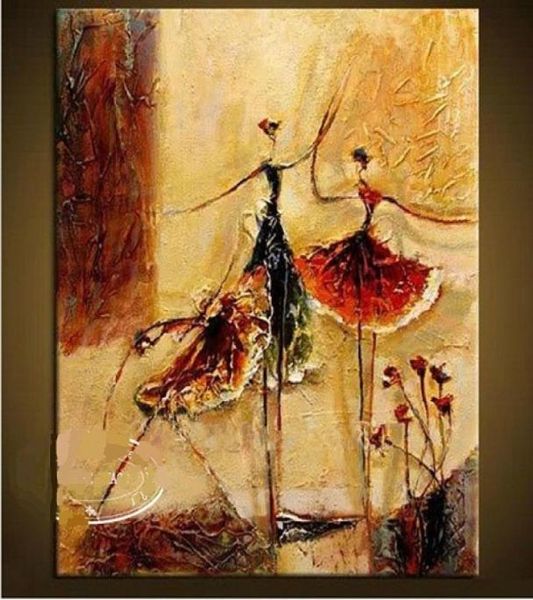 Dançarinos de balé pintados à mão, figuras modernas de decoração de parede, arte abstrata, pintura a óleo em tela, vários tamanhos disponíveis, sine9907705
