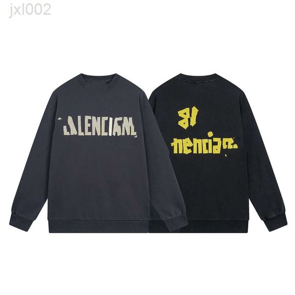 Designer balanciaga hoodie alta versão na moda marca b família outono e inverno campus casal simples e solto em torno do pescoço camisola