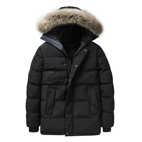 Мужская зимняя стеганая куртка из искусственного меха, 1,5 кг, мужская с меховым воротником, с капюшоном, черно-серая, теплое мужское пальто, повседневная парка, пуховик, брендовая одежда 231109