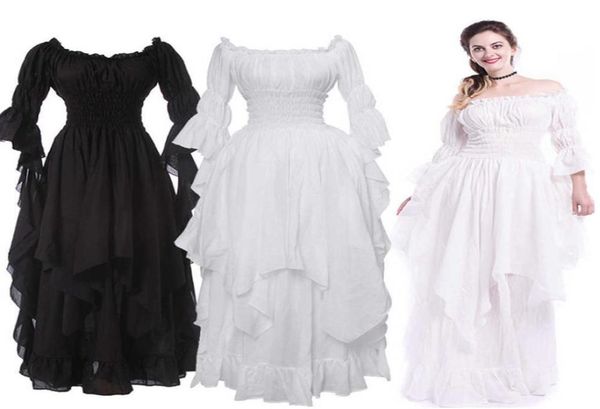 Vintage vitoriano medieval vestido renascentista preto gótico vestido feminino cosplay traje de halloween baile princesa vestido plus size 5xl g2096397