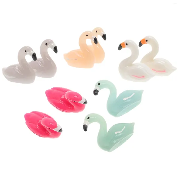 Decorações de jardim 10 pcs micro paisagem decorativa pote minúsculo estatuetas plástico flamingo brinquedos copo de papel mini animais festa casamento