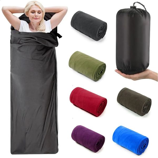 Schlafsäcke Fleece-Tasche Tragbare ultraleichte Polar-Reiselaken für Erwachsene Outdoor-Camping-Zeltbett Warm Liner 231109