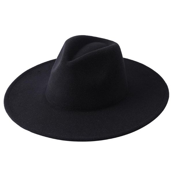 Cappelli a tesa larga 9CM Grande semplice cappello Fedora Panama per uomo e donna misto lana artificiale realizzato arrivo 2023