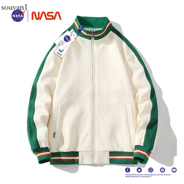 NASA Co Branded High Street Fashion Mantel Herren Lose Paar 2023 Herbst Neue Strickjacke Pullover Premium Jacke