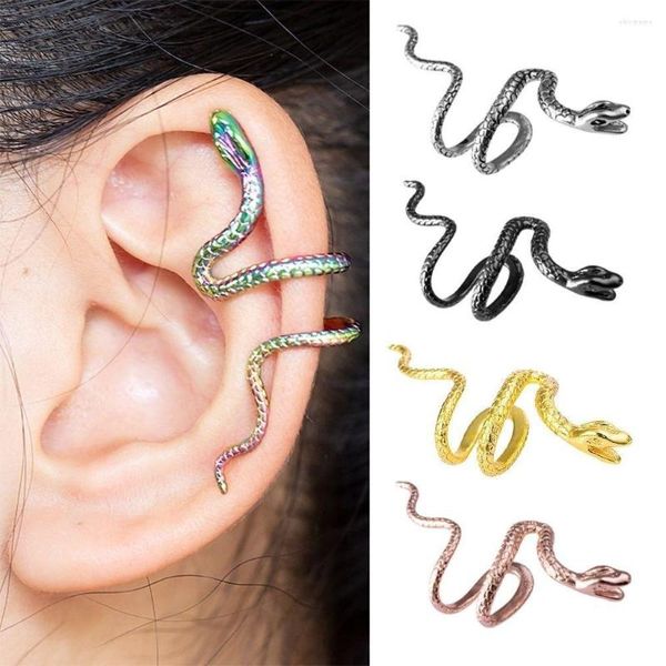 Backs Orecchini Miss JQ 1PC Brass Snake Earing Clips Senza Piercing Punk Non Piercing Clip Ear Cuffs Per Donna Uomo Nero Gioielli finti