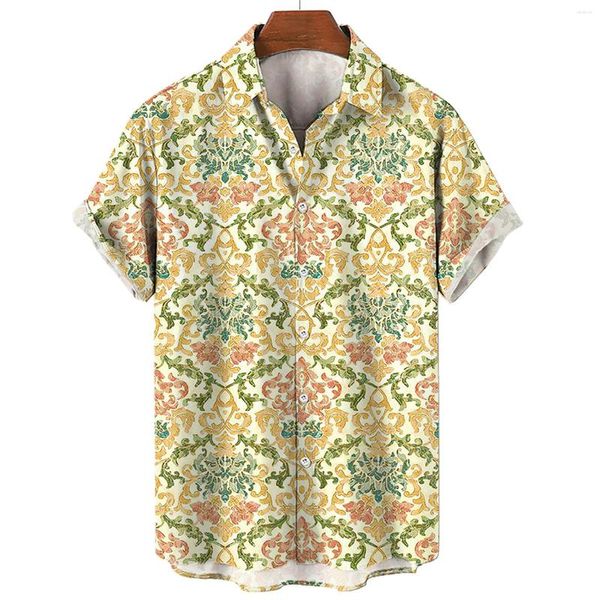 Erkekler Sıradan Gömlek Hawaiian Beach Flower Shirt Yaz Hawaii Stil Kısa Kollu Flamingo Baskı Üstleri artı boyutu Erkek Üst