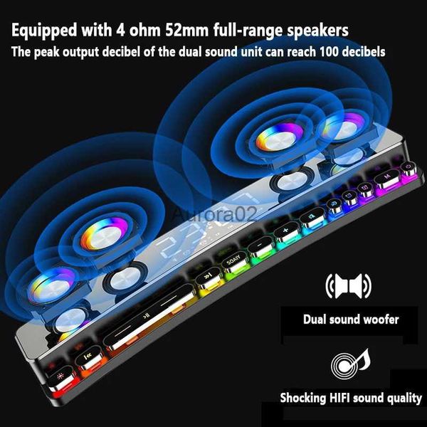 Computer-Lautsprecher SOAIY SH39 LED Wireless Game Bluetooth-Lautsprecher Computer-Soundbar 3D-Stereo-Musikzentrum Subwoofer Heimkino-Uhr-Lautsprecher YQ231103