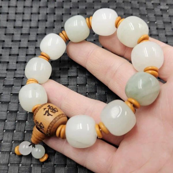 Strand Tianshan Cui Pulseira de contas antigas Quartz Rock Jade como chuva certa