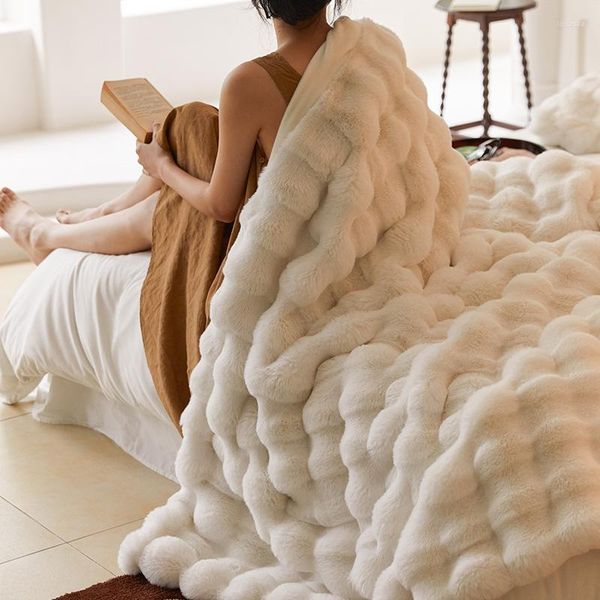 Coperte Coperta in finta pelliccia toscana per il calore invernale Letto super confortevole Divano caldo di fascia alta 130x160 cm