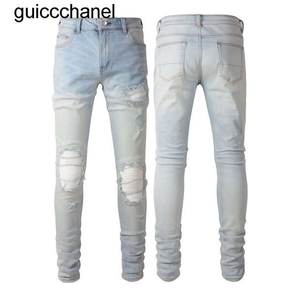 Pantaloni jeans firmati da uomo marchio di moda Nero Skinny Rip Bianco Patch Denim Biker Snake Ricama pantaloni jeans da uomo